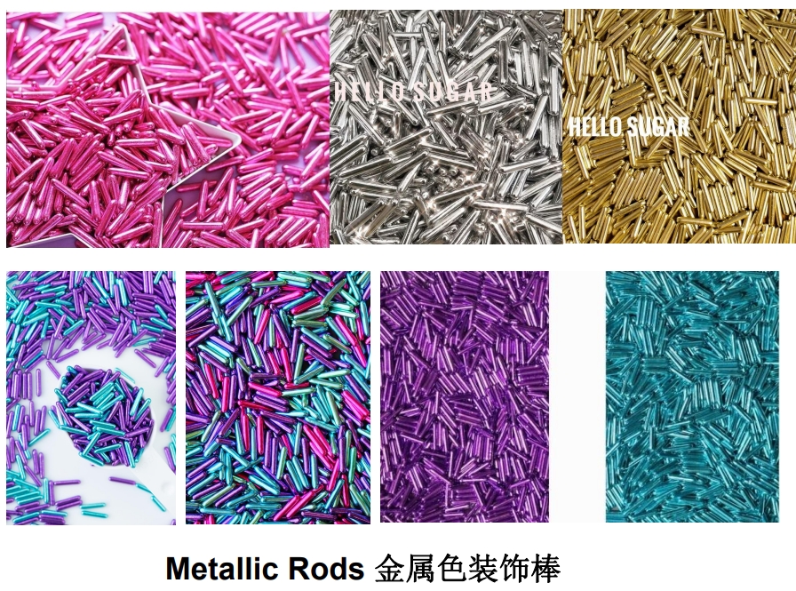 Shiny Metallic Long Sugar Sticks Dessert Baking Decorations Assorted Colors