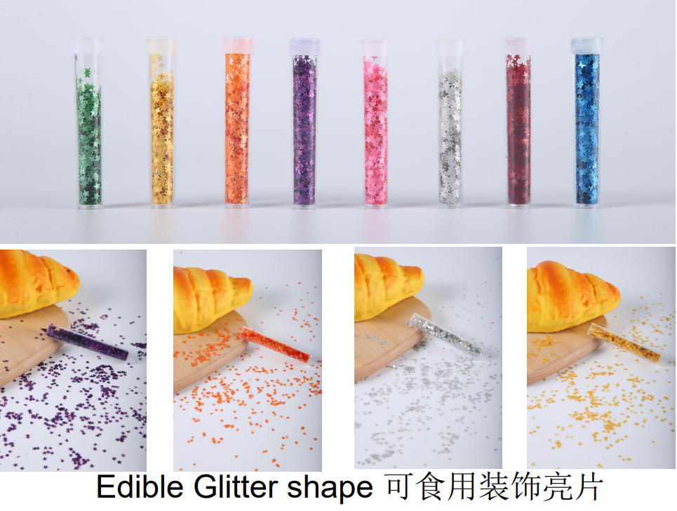 Bulk Wholesale Food Grade Star Edible Glitter Tube Pack Dessert Decorations